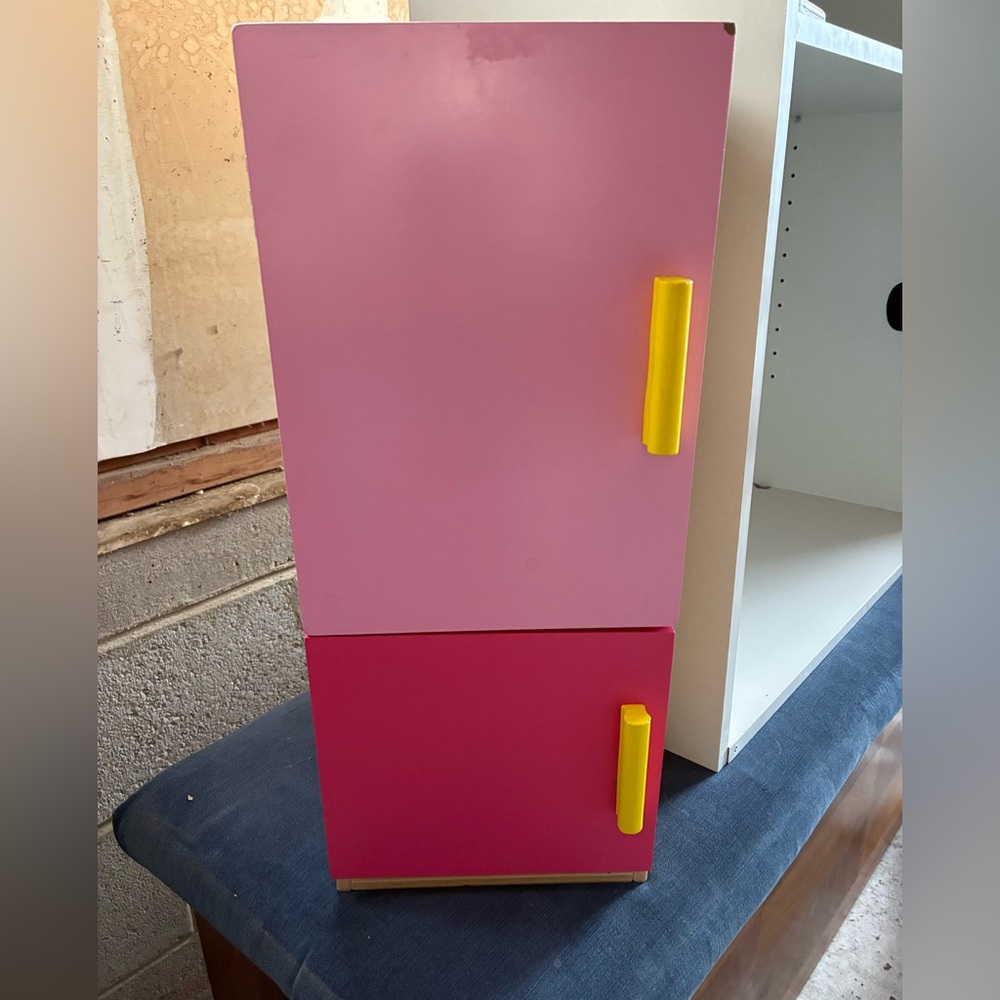 Pink and Red doll refrigerator
